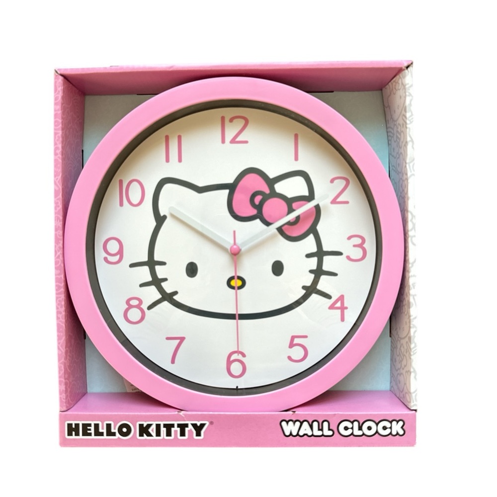Hello Kitty Pink and White Clock 10in